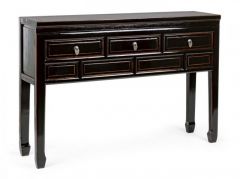 Bizzotto Jinan Κονσόλα Ξύλινη Αντικέ Μαύρη 128x30x88