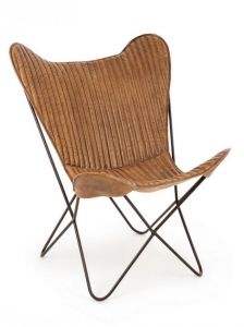 Bizzotto Nadira Πολυθρόνα "Πεταλούδα" Μεταλλική/Δερμάτινη Καφέ 72x78x92