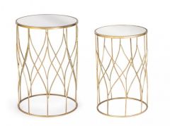 Bizzotto Elenor Βοηθητικό Τραπέζι Μεταλλικό Χρυσό Σετ 2 Τμχ 38x38x56