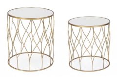Bizzotto Elenor Βοηθητικό Τραπέζι Μεταλλικό Χρυσό Σετ 2 Τμχ 48x48x51