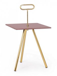 Bizzotto Inesh Βοηθητικό Τραπέζι Μεταλλικό Χρυσό/Ροζ 35x35x63
