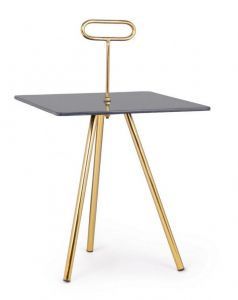 Bizzotto Inesh Βοηθητικό Τραπέζι Μεταλλικό Χρυσό/Γκρι 40x40x67