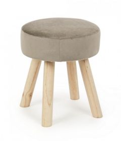 Bizzotto Adeline Σκαμπώ Βελούδινο Γκρι Καφέ 34x34x38