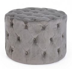 Bizzotto Lorella Σκαμπώ Βελούδινο Γκρι 60x60x42