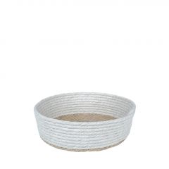 Espiel Καλάθι Από Συνθετικό Ρατάν Λευκό/Natural Φ18x6 Εκ. FEX105