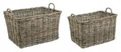 Bizzotto Narra Καλάθι Kubu/Rattan Καφέ Σετ 2 Τμχ 65x45x40