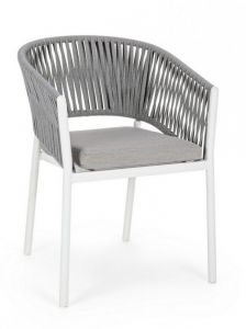 Bizzotto Florencia Καρέκλα Εξωτερικού Χώρου Αλουμινίου Λευκή/Γκρι 57x60x80