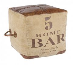 Bizzotto Sanpark Πουφ "Πέντε" Δερμάτινο/Υφασμάτινο Καφέ/Μπεζ 45x45x45