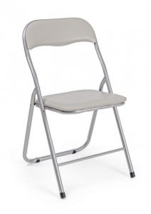 Bizzotto Joy Πτυσσόμενη Καρέκλα Μεταλλική/Pvc Γκρι-Καφέ 45x44x79