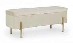 Bizzotto Irina Ταμπουρέ Βελούδινο Εκρού 110x42x42