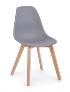 Bizzotto System Καρέκλα Ξύλινη/Πλαστική Γκρι 51,5x46,5x86