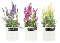 Bizzotto Careen Τεχνητό Λουλούδι Λεβάντα Σε Γλαστράκι Μωβ/Ροζ/Λευκό Ø10,5x28