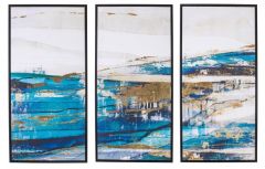 Bizzotto Gallery Πίνακες Σε Καμβά Μπλε/Χρυσοί Σετ 3 Τμχ 40x3,2x80