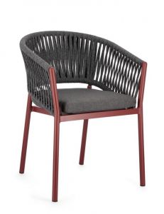 Bizzotto Florencia Καρέκλα Εξωτερικού Χώρου Αλουμινίου Κόκκινη/Ανθρακί 57x60x80
