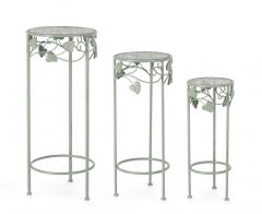 Bizzotto Harriet Ανθοστήλη Μεταλλική Πράσινο Sage Σετ 3 Τμχ Ø30x70