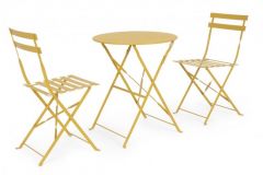 Bizzotto Wissant  Σετ Τραπέζι Με 2 Καρέκλες Μεταλλικό Κίτρινο Ø60x71