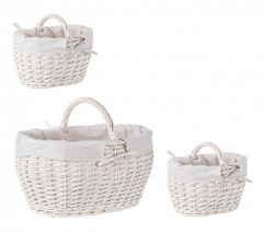 Bizzotto Alesha  Καλάθια Ξύλινα Λευκά Σετ 3 Τμχ 46x32x24