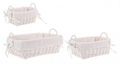 Bizzotto Alesha Καλάθια Ξύλινα Λευκά Σετ 3 Τμχ 45x35x15