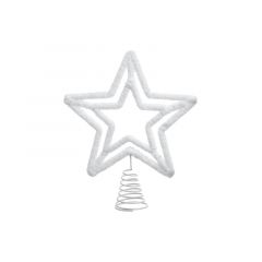 Inart Κορυφή Δέντρου "Αστέρι" Υφασμάτινη Λευκή 20x5x25 Κωδικός: 2-70-570-0278