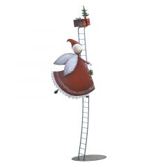 Inart Χριστουγεννιάτικος Άγγελος Σε Σκάλα Μεταλλικός Κόκκινος 47x15x144 Κωδικός: 2-70-627-0035