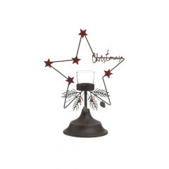 Inart Χριστουγεννιάτικο Κηροπήγιο "Αστέρι" Μεταλλικό Μαύρο 23x13x30 Κωδικός: 2-70-822-0097