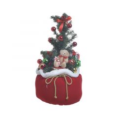 Inart Χριστουγεννιάτικο Δεντράκι Σε Σάκο Υφασμάτινο Πράσινο/Κόκκινο 29x67 Κωδικός: 2-70-832-0028