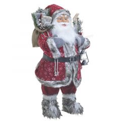 Inart Άγιος Βασίλης Υφασμάτινος Κόκκινος/Γκρι 37x28x80 Κωδικός: 2-70-832-0049