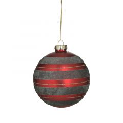 Inart Χριστουγεννιάτικη Μπάλα Γυάλινη Κόκκινη/Γκρι Σετ 6 Τμχ 10x10 Κωδικός: 2-70-890-0285