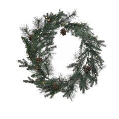 Inart Χριστουγεννιάτικο Στεφάνι Με 30 Λαμπάκια Πράσινο 60 Εκ. Κωδικός: 2-85-125-0059
