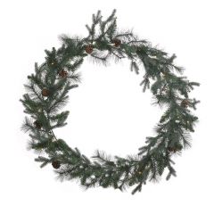 Inart Χριστουγεννιάτικο Στεφάνι Με 50 Λαμπάκια Πράσινο 100 Εκ. Κωδικός:  2-85-125-0060