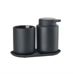 Zone Denmark Σετ Μπάνιου 3 Τμχ Stoneware/Abs 18x9,5x13,5 Εκ. - Ume Black