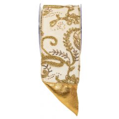 Iliadis Κορδ.embroidery Burgundy Bagging Loneta Foil 10Cmx4.5M Εκρου-Χρυσο 