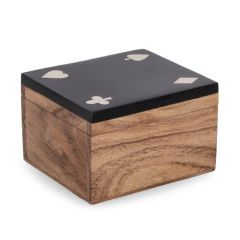 Bizzotto Fortune Διακοσμητικό Κουτί Με Τραπουλόχαρτα Μαύρο/Natural 11,8x10,4x7,5 Εκ.