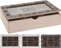 ZAROS TEA BOX ΞΥΛΙΝΟ ΑΣΠΡΟΜΑΥΡΑ ΣΧΕΔΙΑ 24Χ16,5Χ7 ΚΩΔΙΚΟΣ: HM655
