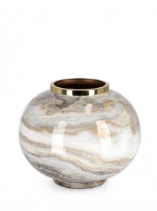 Bizzotto Marsha Βάζο Μεταλλικό Λευκό/Γκρι Ø28x25 Εκ.