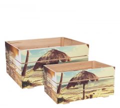 ZAROS ΚΟΥΤΙΑ ΞΥΛΙΝΑ ΤΡΟΠΙΚΟ PRINT ΣΕΤ 3 40X27X20 ΤΜΧ ΚΩΔΙΚΟΣ: HM710