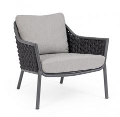 Bizzotto Everly Πολυθρόνα Εξωτερικού Χώρου Ανθρακί/Γκρι 80x80x80