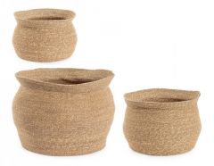 Bizzotto Felicia Καλάθια Seagrass Natural Σετ 3 Τμχ Ø39x34 Εκ.