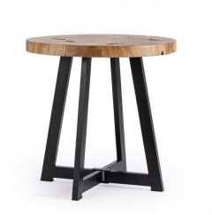 Bizzotto Elwood Βοηθητικό Τραπέζι Μεταλλικό/Ξύλινο Teak Natural Ø50x50