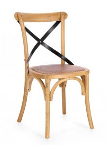 Bizzotto Cross Καρέκλα Ξύλινη/Ρατάν Natural 50,5x52x87 Κωδικός: 0743434