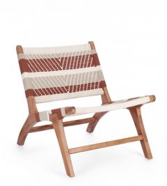 Bizzotto Mirielle Πολυθρόνα Ξύλινη Teak Λευκή/Κόκκινη 60x80x73