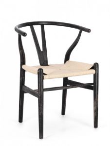 Bizzotto Artemia Καρέκλα Ξύλινη Αντικέ Μαύρη/Μπεζ 50x41x77
