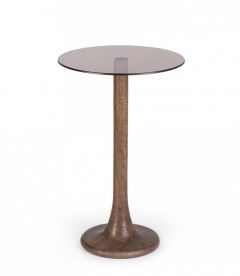 Bizzotto Aberdeen Βοηθητικό Τραπέζι Γυάλινο/Ξύλινο Mango Καφέ Ø35x55