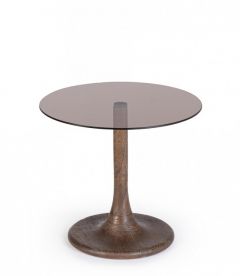 Bizzotto Aberdeen Βοηθητικό Τραπέζι Γυάλινο/Ξύλινο Mango Καφέ Ø45x40