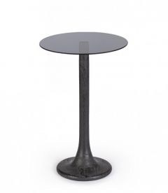 Bizzotto Aberdeen Βοηθητικό Τραπέζι Γυάλινο/Ξύλινο Μαύρο Ø35x55