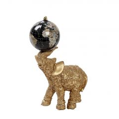 Espiel Ελέφαντας Με Υδρόγειο Σφαίρα Polyresin Χρυσός 11,5x6,5x19 Κωδικός: GOR106K4