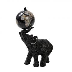 Espiel Ελέφαντας Με Υδρόγειο Σφαίρα Polyresin Μαύρος 11,5x6,5x19 Κωδικός: GOR107K4