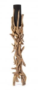Bizzotto Ace Φωτιστικό Δαπέδου Ξύλινο Teak Natural/Μαύρο Ø35/40x180