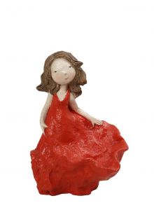 Espiel Διακοσμητική Φιγούρα Κοριτσιού Polyresin Κόκκινη 14x12,5x17 Κωδικός: ZAX208