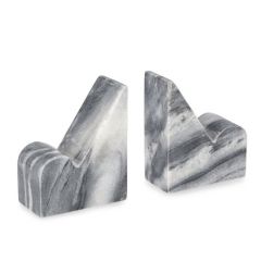 Bizzotto Kandy Βιβλιοστάτες Μαρμάρινοι Γκρι Σετ 2 Τμχ 10x5x12 Εκ.